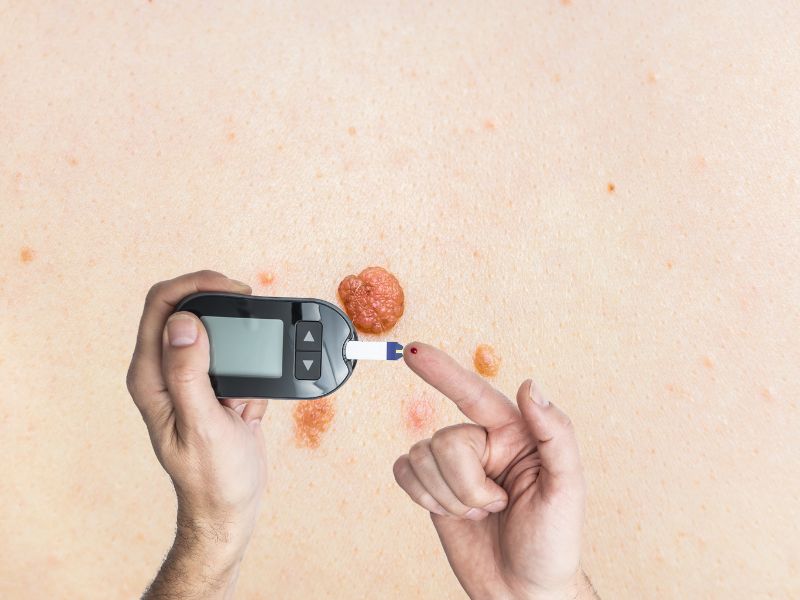 Some signs on the skin show a spike in blood sugar. Graphics: Ha May