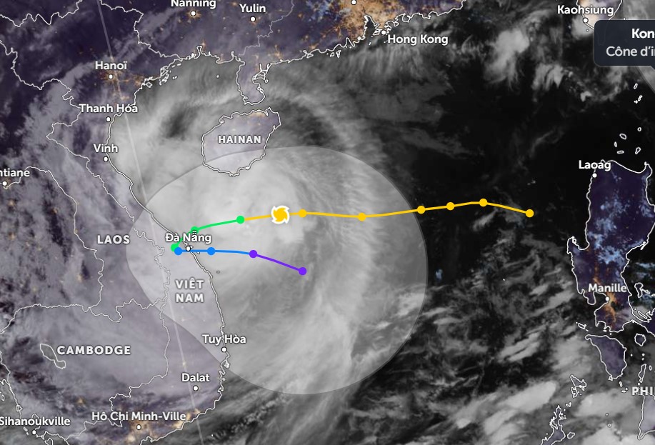 Du bao duong di cua bao Tra Mi. Anh: Zoom Earth