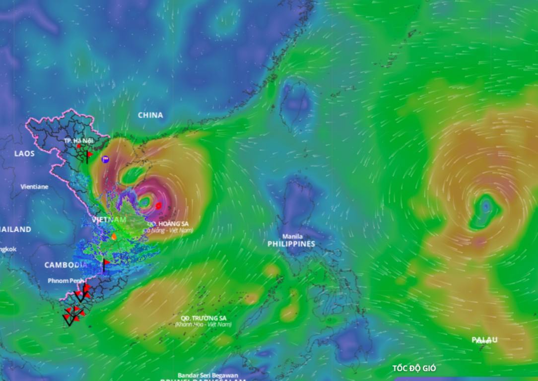Updated location of storm Tra Mi at 6pm on October 26. Photo: Vietnam Disaster Monitoring System