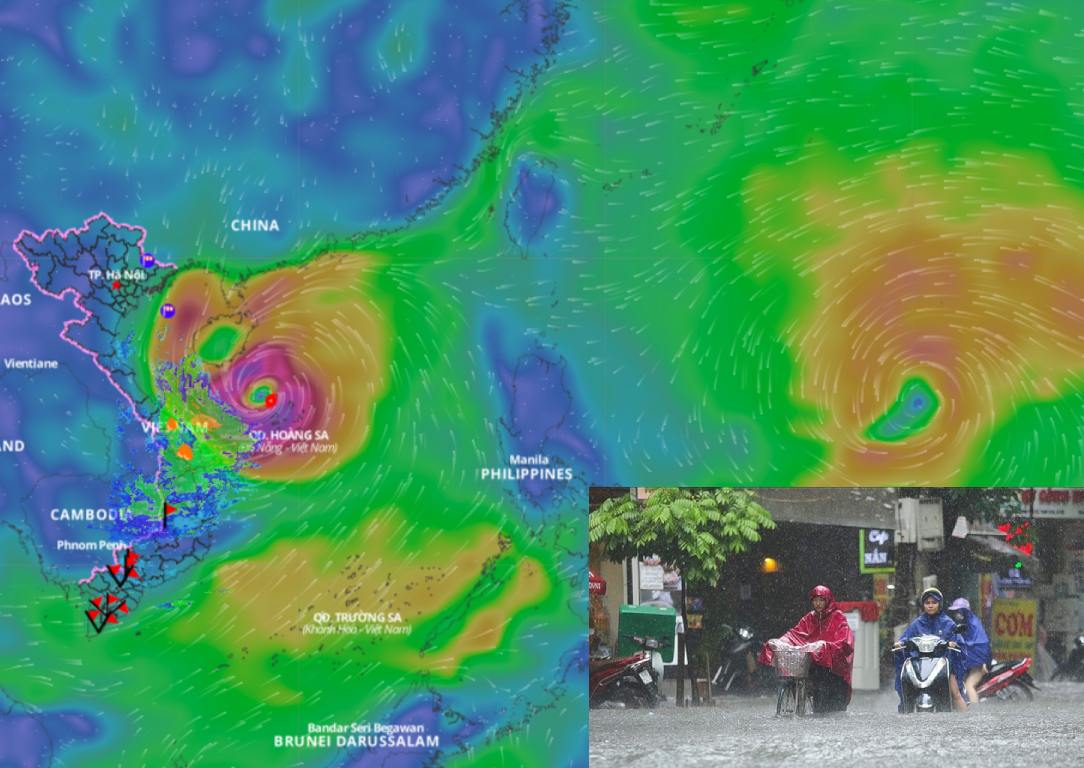 Location of storm Tra Mi at 8:00 p.m. on October 26. Source: Vietnam Disaster Monitoring System/Photo collage: An An