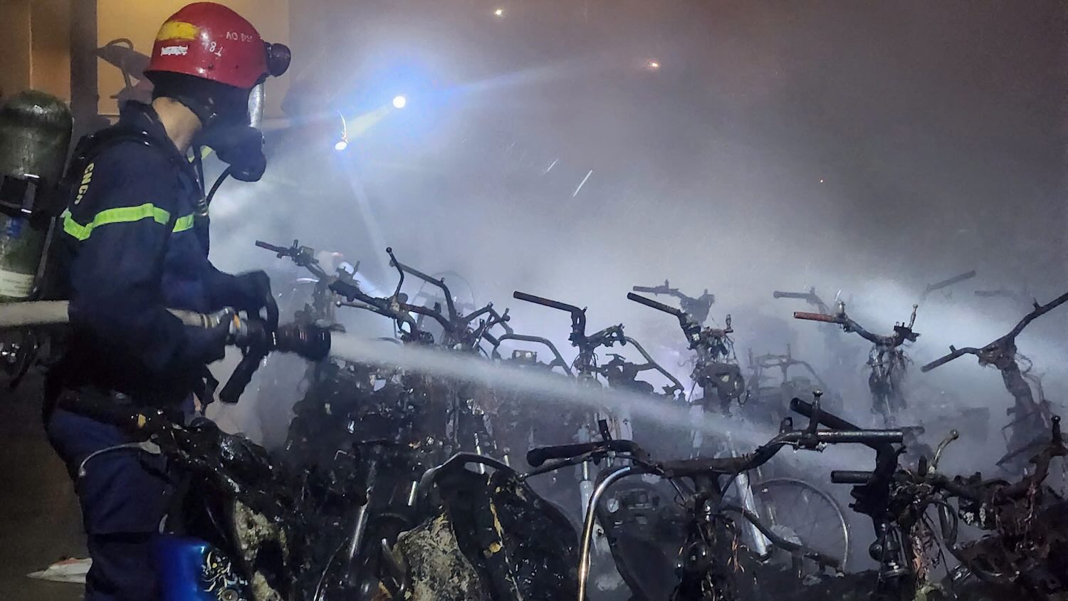 The fire left many cars with only frames left. Photo: Contributor