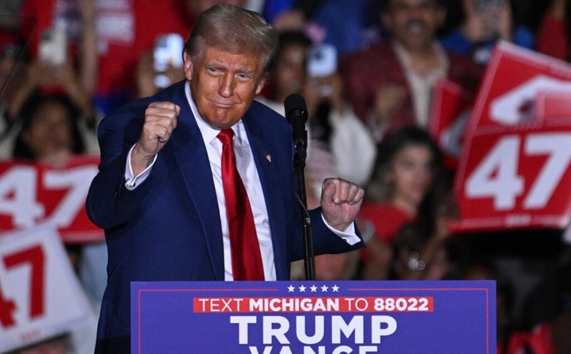 Former US President Donald Trump campaigns for the 2024 US election in Novi, Michigan on October 26. Photo: AFP