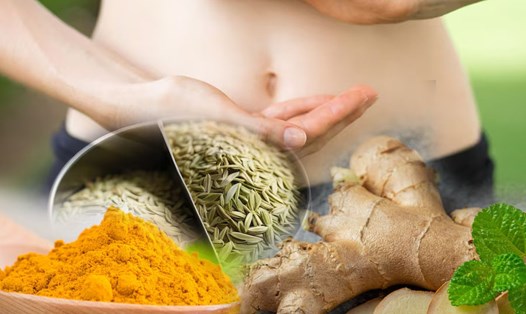 Nghệ, gừng và hạt thì giúp cải thiện sức khoẻ đường ruột. Đồ hoạ: Thiện Nhân