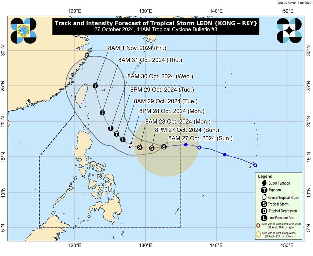 Duong di du bao cua bao Kong-rey. Anh: PAGASA