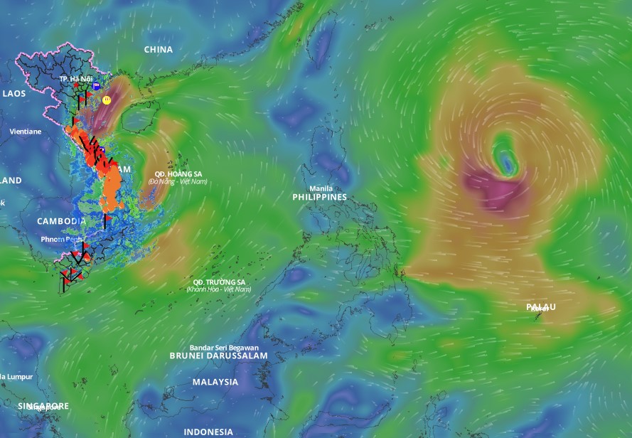 Updated location of storm Tra Mi at 2:00 p.m. on October 27. Photo: Vietnam Disaster Monitoring System