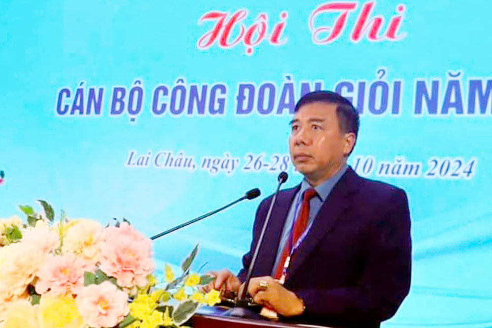 Dong chi Hoang Tho Trung, Uy vien Ban chap hanh Tong Lien doan Lao dong Viet Nam, Chu tich Lien doan Lao dong tinh, Truong Ban To chuc Hoi thi phat bieu khai mac