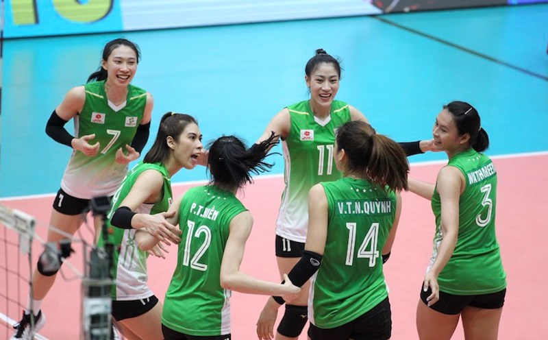 The Information Corps will face tough opponents in the second phase of the 2024 National Volleyball Championship. Photo: VFV