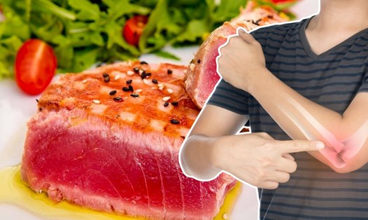 Thịt, cá giàu phốt pho giúp xương chắc khỏe. Đồ họa: Thanh Thanh