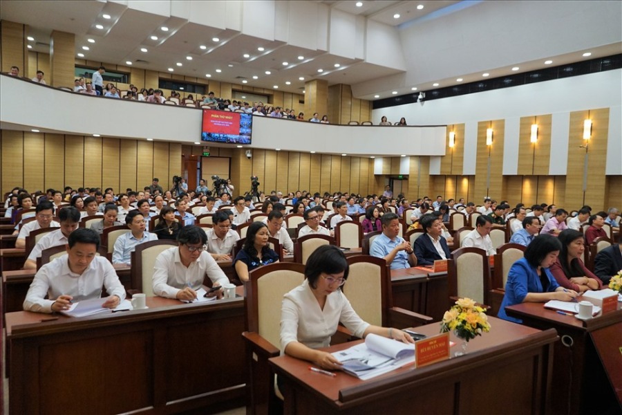 Hoi nghi hoc tap, quan triet chuong trinh cong tac cua Thanh uy Ha Noi (khoa XVII). Anh: Hanoi.gov.vn