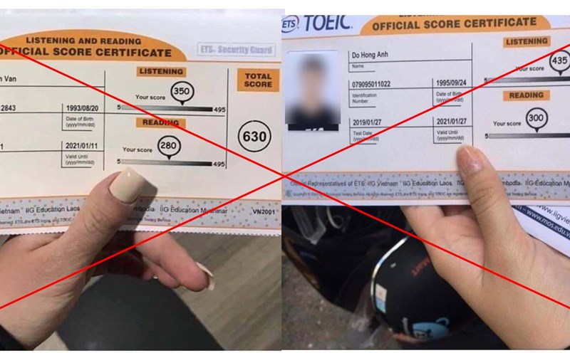 The APTIS B1 certificate that the scammer provided to those in need to entice them to use the English language test proxy service. Photo: Provided by the character