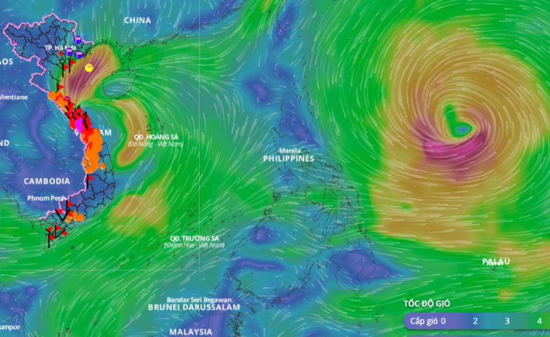 Storm Tra Mi weakened into a tropical depression this afternoon (October 27). Photo: Vietnam Disaster Monitoring System