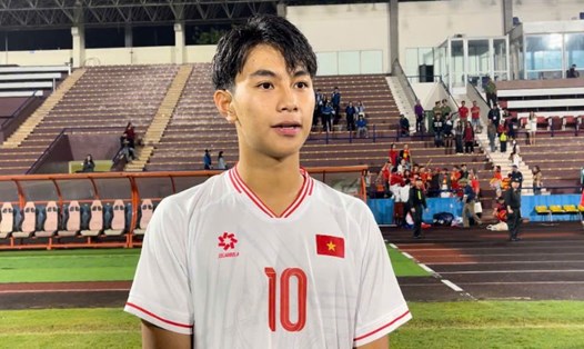 Tiền đạo Trần Gia Bảo của U17 Việt Nam. Ảnh: Hoàng Huê
