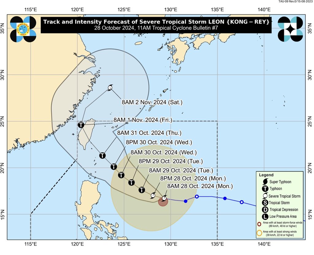 Du bao bao Kong-rey co kha nang tro thanh sieu bao. Anh: PAGASA