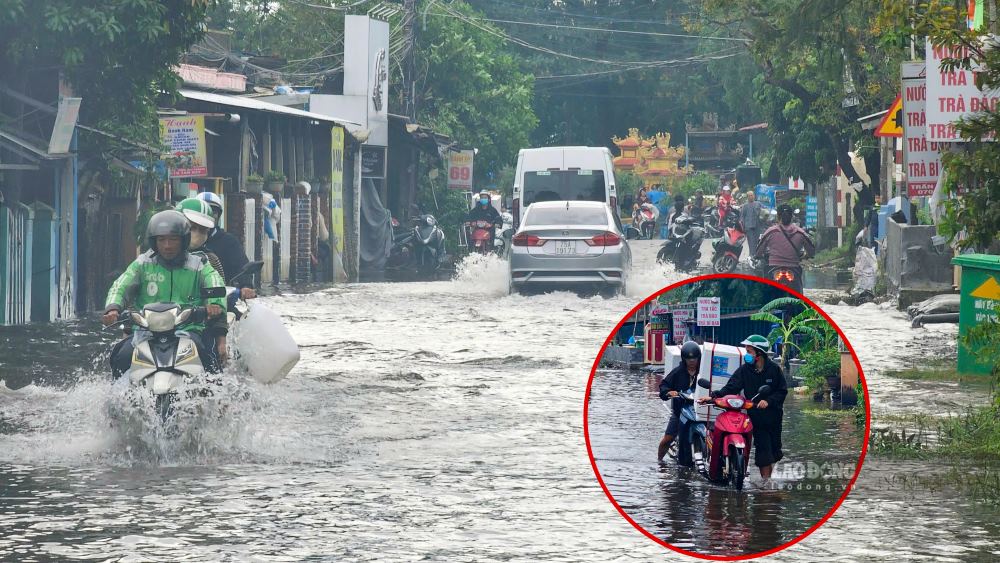 Trong khi do, tai mot so tuyen duong cua phuong Thuan An van bi ngap ung sau khi bao di qua, nhieu phuong tien da bi chet may. 