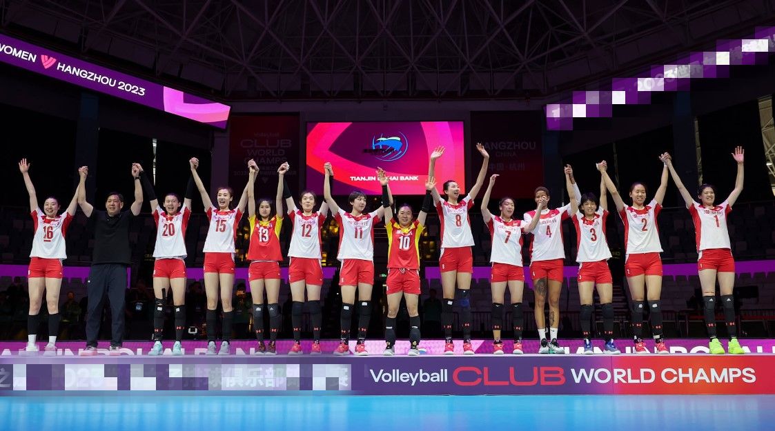 Thien Tan Bohai la doi bong dai dien cho chu nha Trung Quoc tham du giai vo dich cac cau lac bo the gioi 2024. Anh: FIVB