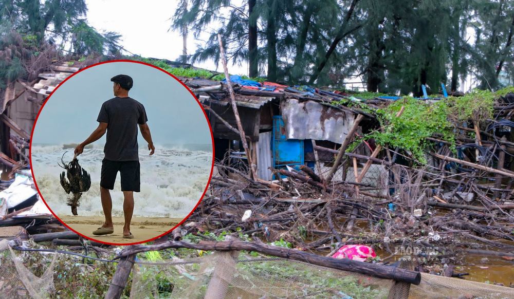 Hue beach devastated after storm Tra Mi.