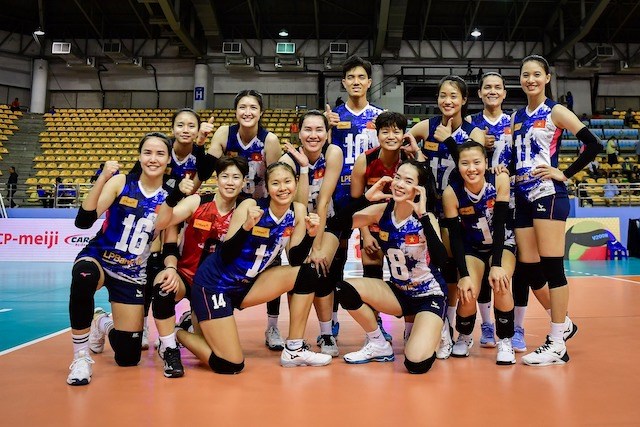 Bich Tuyen (No. 10) and LPB Ninh Binh will represent Vietnam at the 2024 Women's Volleyball Club World Championship. Photo: AVC
