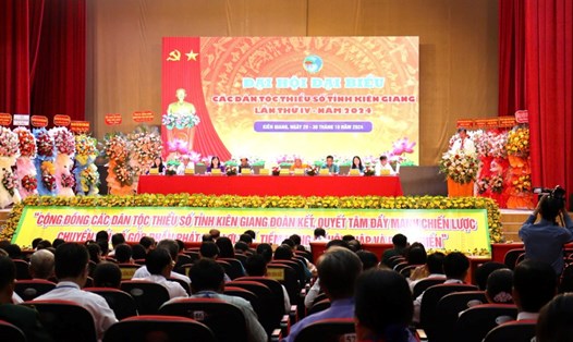 Phiên thứ nhất Đại hội Đại biểu các dân tộc thiểu số tỉnh Kiên Giang lần thứ IV năm 2024. Ảnh: Ngọc Mai