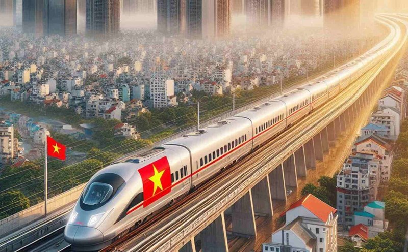 North-South high-speed railway is the trend of the future. Photo created by AI. By: Ngoc Diep