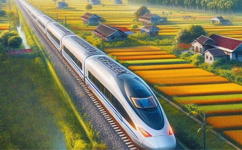 North-South high-speed railway graphics. Photo created by AI. Made by: Ngoc Diep