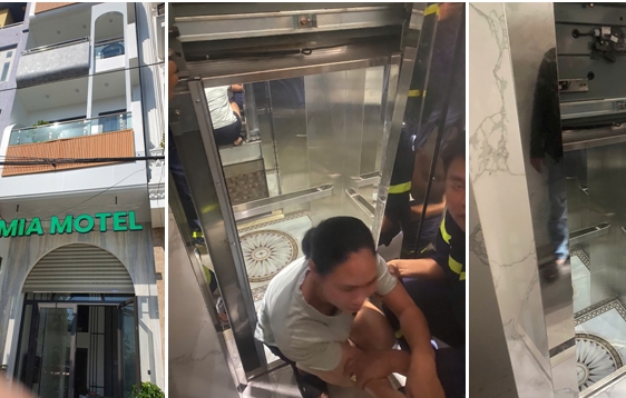 Hiện trường cứu hộ thang máy. Ảnh: Công an Hải Phòng