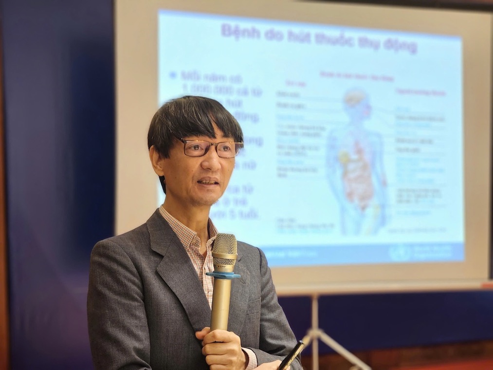 Ths.BS Nguyễn Tuấn Lâm, đại diện Tổ chức Y tế thế giới tại Việt Nam nói về tác hại của thuốc lá. Ảnh: Tuấn