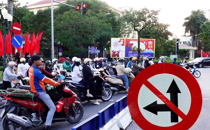 Ignoring prohibition signs, traffic violators abound at intersections in Hanoi