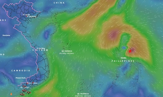 Cập nhật vị trí siêu bão Man-yi hồi 15 giờ ngày 17.11. Ảnh: Hệ thống Giám sát thiên tai Việt Nam