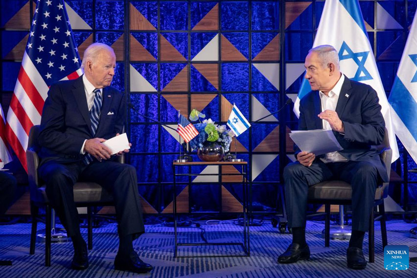 US President Joe Biden (left) and Israeli Prime Minister Benjamin Netanyahu (right). Photo: Xinhua