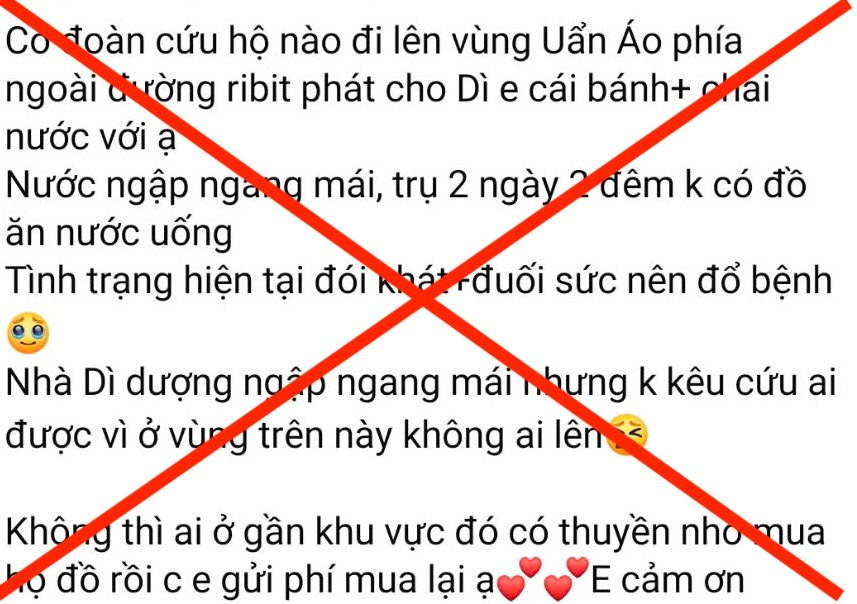 False status line calling for support in flood. Screenshot