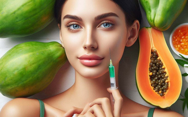 Green papaya and botox both have benefits for the skin. Photo AI: Ngoc Thuy