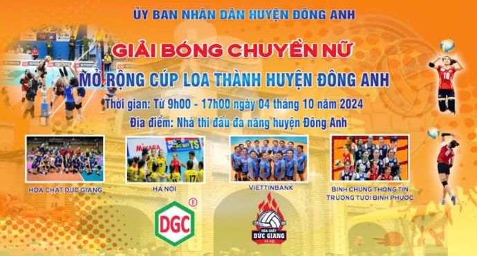 Lich thi dau giai bong chuyen nu mo rong Cup Loa Thanh huyen Dong Anh. Anh: BTC