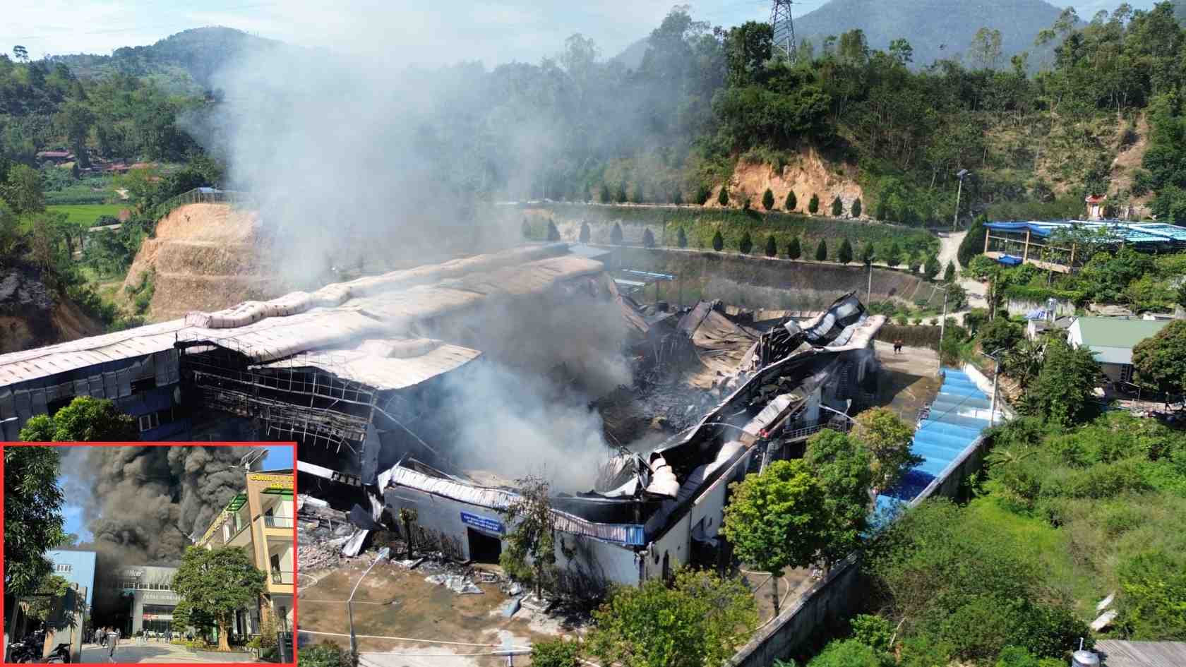 The scene of the fire at the DK Viet Nhat Electric Vehicle Company Limited factory (Lang Son City, Lang Son Province) causing estimated damage of hundreds of billions of VND. Photo: Khanh Linh