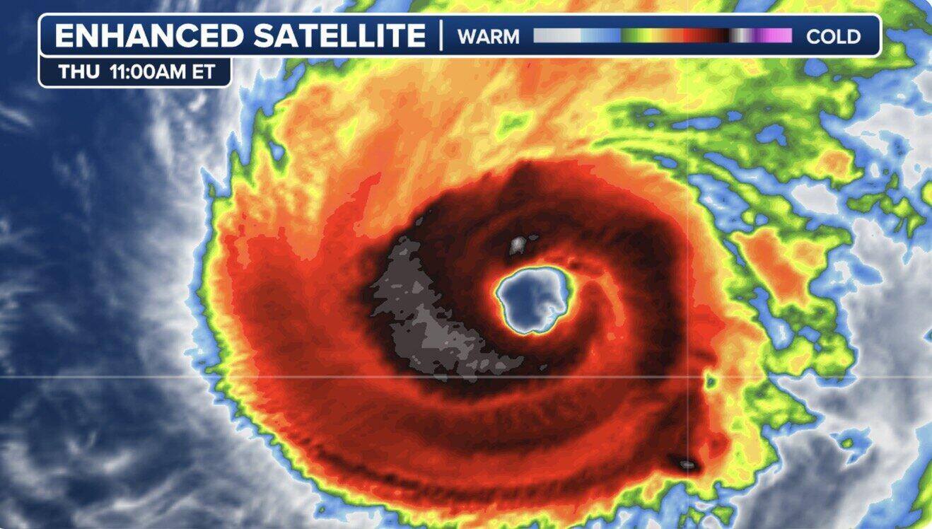 Bão Kirk đã mạnh lên ngang cấp với bão Helene từ ngày 3.10. Ảnh: Fox Weather