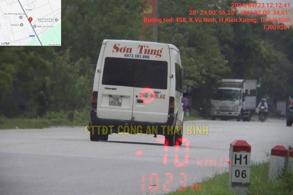 A car was fined in Thai Binh. Photo: Thai Binh Police