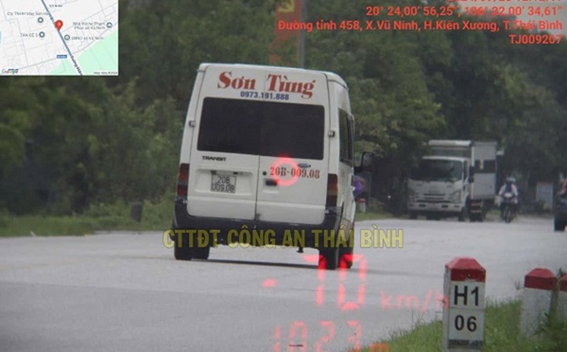A car was fined in Thai Binh. Photo: Thai Binh Police