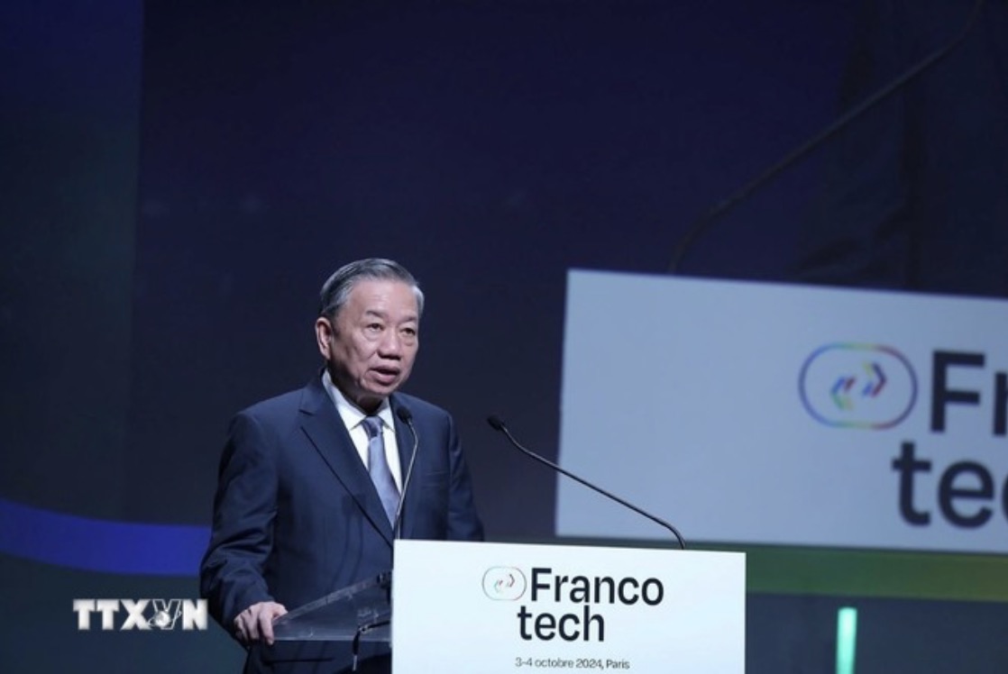 Tổng Bí thư, Chủ tịch nước Tô Lâm phát biểu tại Diễn đàn FrancoTech. Ảnh: TTXVN