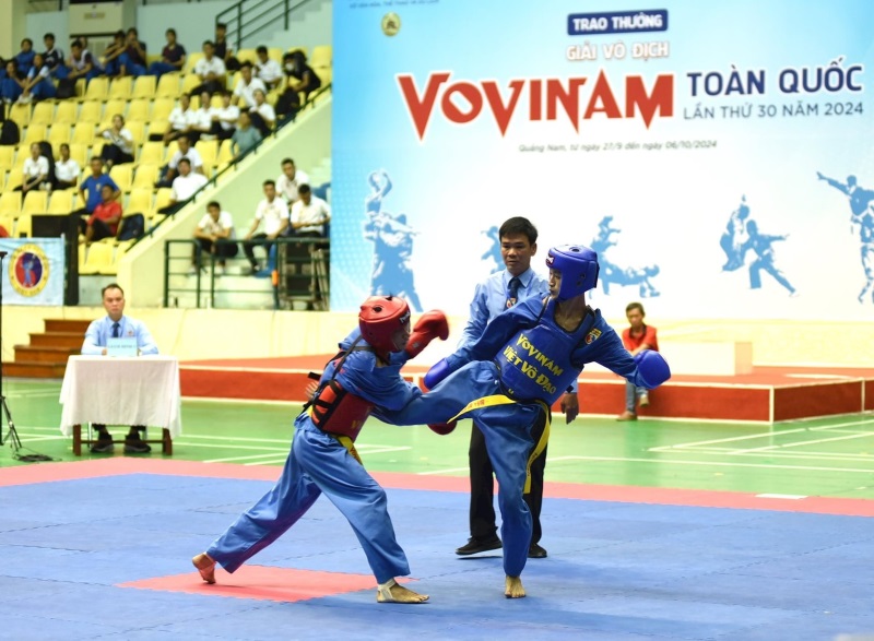 Giai Vovinam vo dich toan quoc 2024 thu hut hon 400 VDV tranh tai. Anh: Ngoc Anh