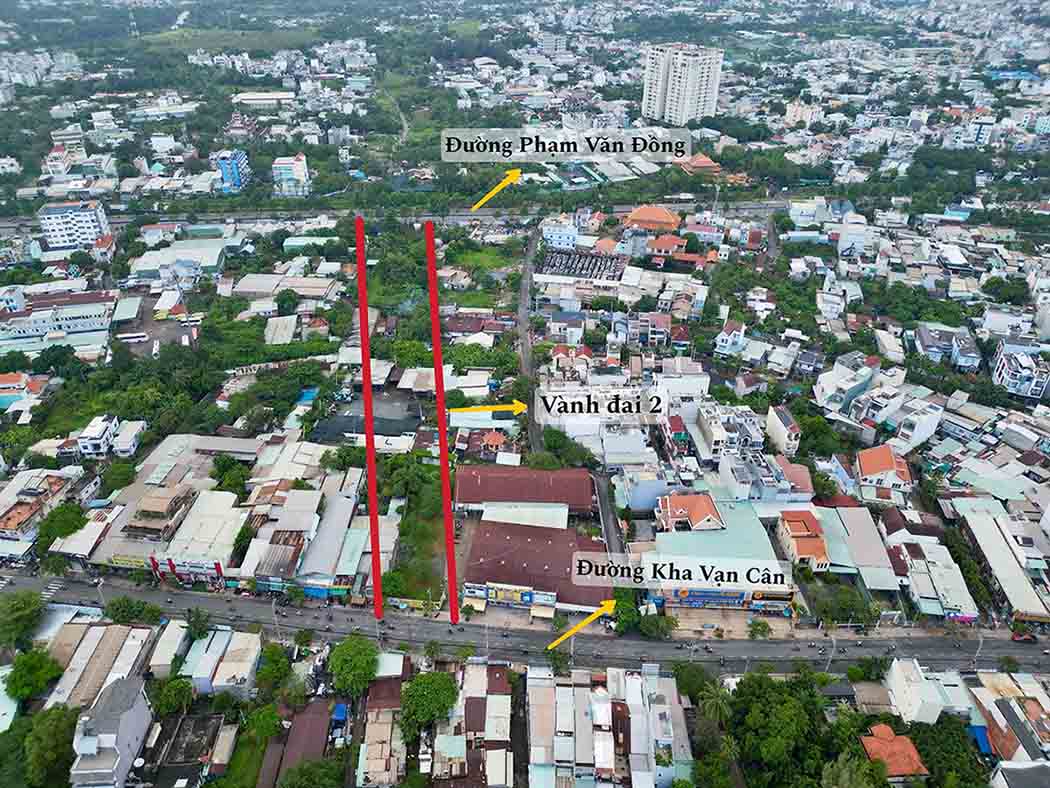 Ho Chi Minh City's Ring Road 2 passes through Kha Van Can and Pham Van Dong streets. Photo: Anh Tu