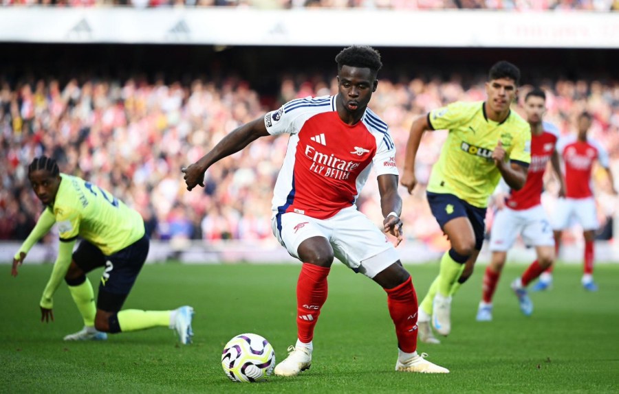 Bukayo Saka ghi 1 bàn, kiến tạo 2 bàn trong chiến thắng của Arsenal trước Southampton. Ảnh: Arsenal FC