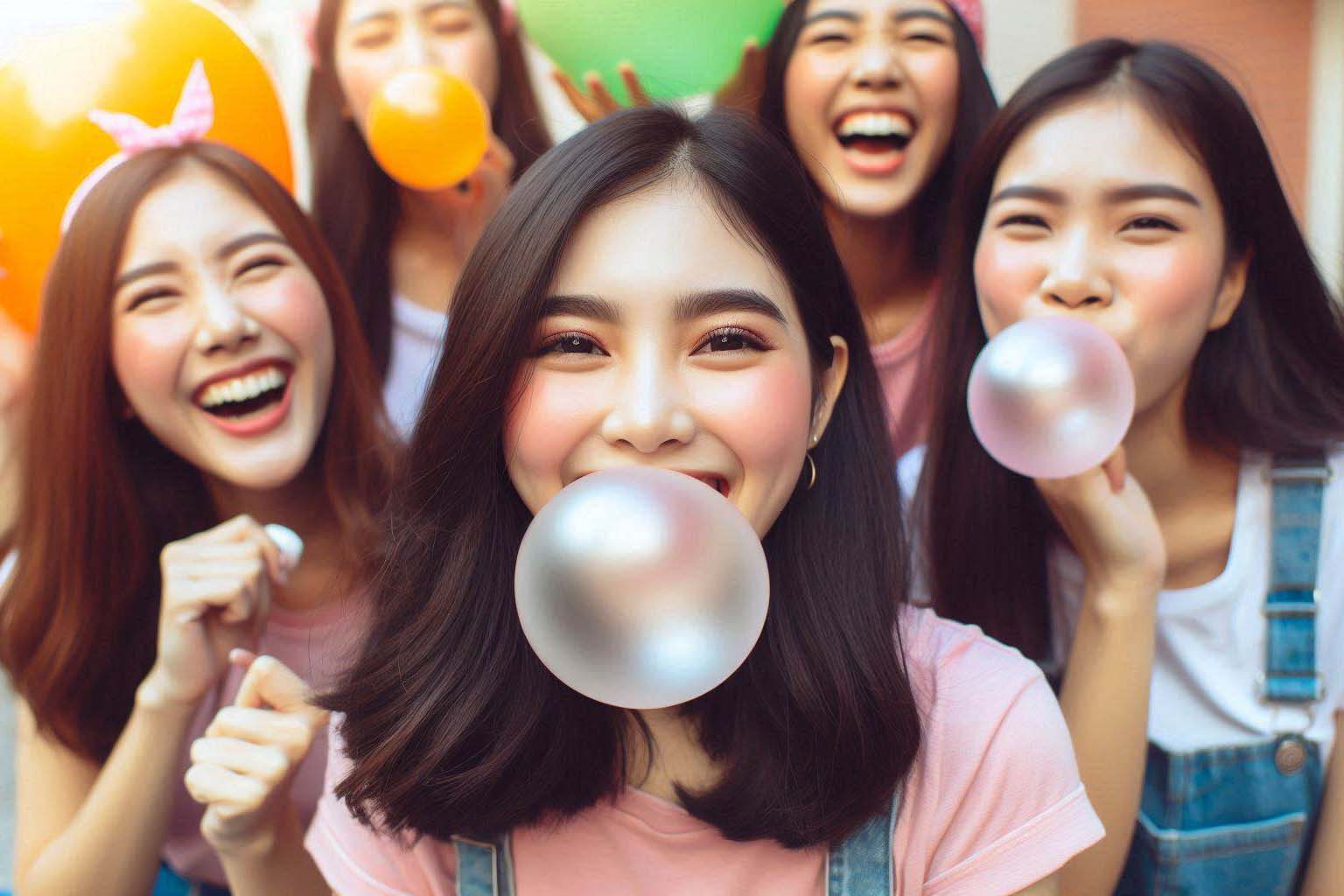 The habit of chewing gum brings many benefits but also has disadvantages for health. Photo - AI: Ngoc Thuy
