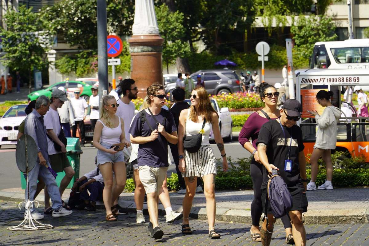 Tourists visit downtown Ho Chi Minh City. Photo: Ngoc Le
