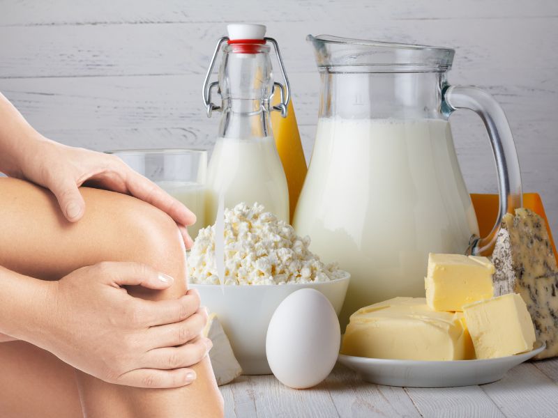 Sữa chua, phô mai từ sữa ít đường giúp bổ sung canxi cho xương khớp. Đồ họa: Hạ Mây