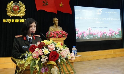Đại tá Nguyễn Thị Thúy Thanh - Phó Cục trưởng Cục Công tác đảng và công tác chính trị. Ảnh: Học viện An ninh nhân dân