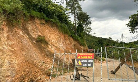 Hiện trường khu vực sạt lở ở xã Lộc Thành, huyện Bảo Lâm (Lâm Đồng). Ảnh: Hoài Thanh