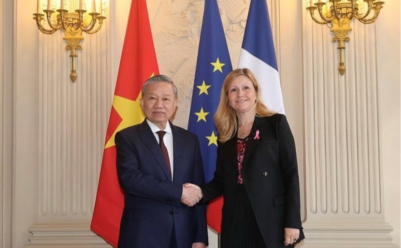 General Secretary and President To Lam and President of the French National Assembly Yael Braun - Pivet. Photo: VNA