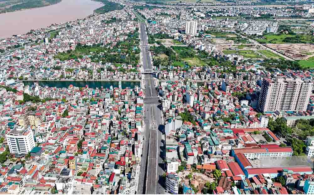Close-up of the 1,200 billion VND bridge and road from above. Photo: Khai Son.