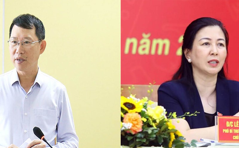 HĐND tỉnh Bắc Giang miễn nhiệm chức vụ Chủ tịch HĐND tỉnh đối với bà Lê Thị Thu Hồng (phải), miễn nhiệm chức vụ Chủ tịch UBND tỉnh Bắc Giang đối với ông Lê Ánh Dương. Ảnh: Báo Bắc Giang