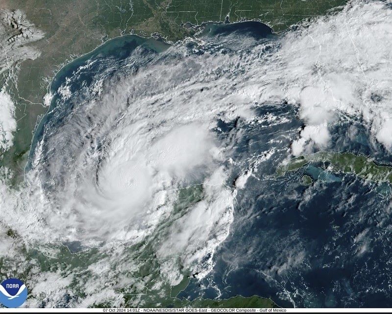 Satellite image of Hurricane Milton approaching Tampa Bay. Photo: NOAA