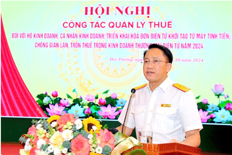 Pho Tong cuc truong Mai Son phat bieu chi dao hoi nghi. Anh: Tong cuc Thue 